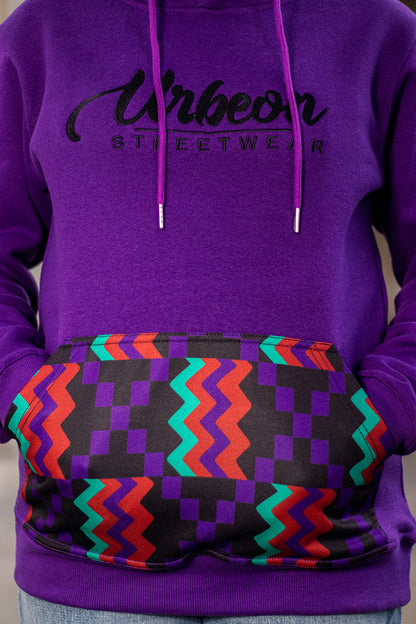 Women Kente Hoodie in Deep Purple