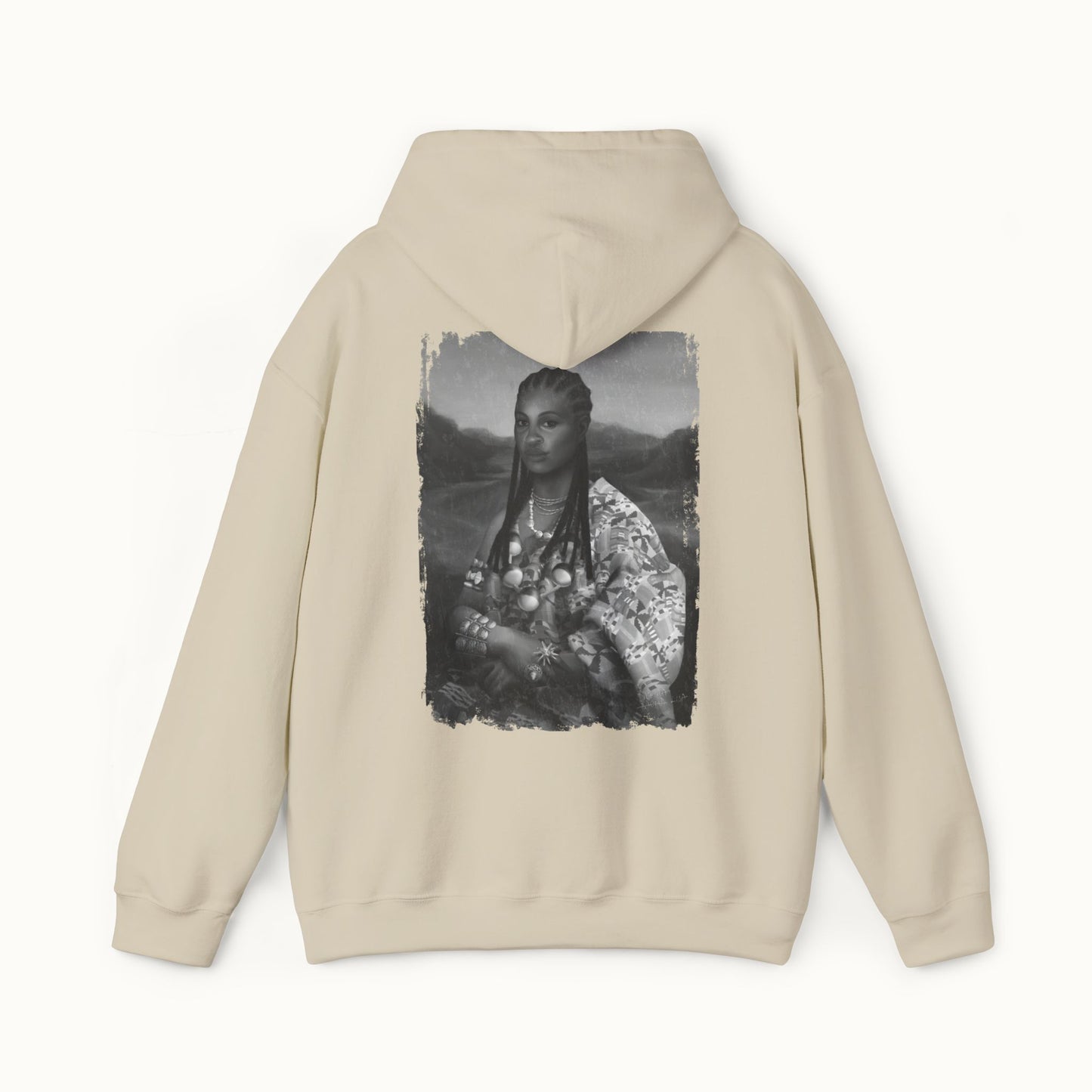 Mama Lisa Monochrome Heavy Blend™ Hoodie Back Print