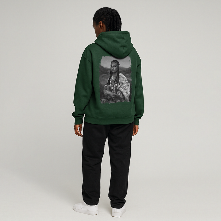 Mama Lisa Monochrome Heavy Blend™ Hoodie Back Print