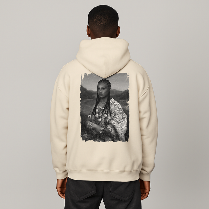 Mama Lisa Monochrome Heavy Blend™ Hoodie Back Print