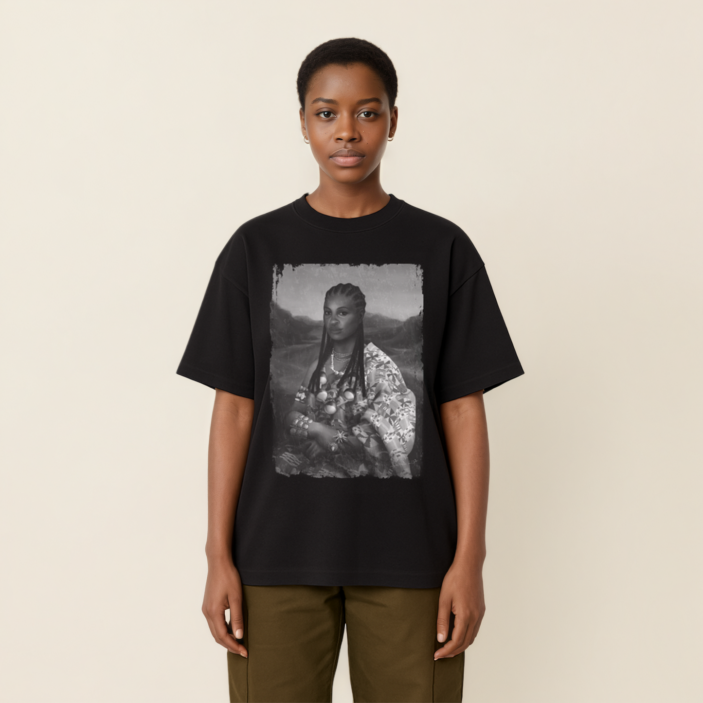 Mama Lisa Monochrome Heavy Oversized Tee