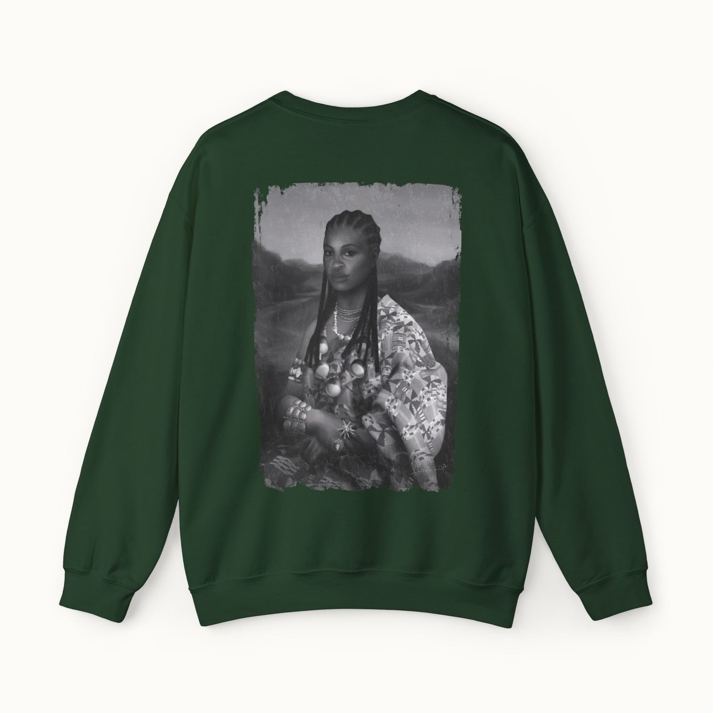 Mama Lisa Monochrome Heavy Blend™ Sweatshirt Back Print