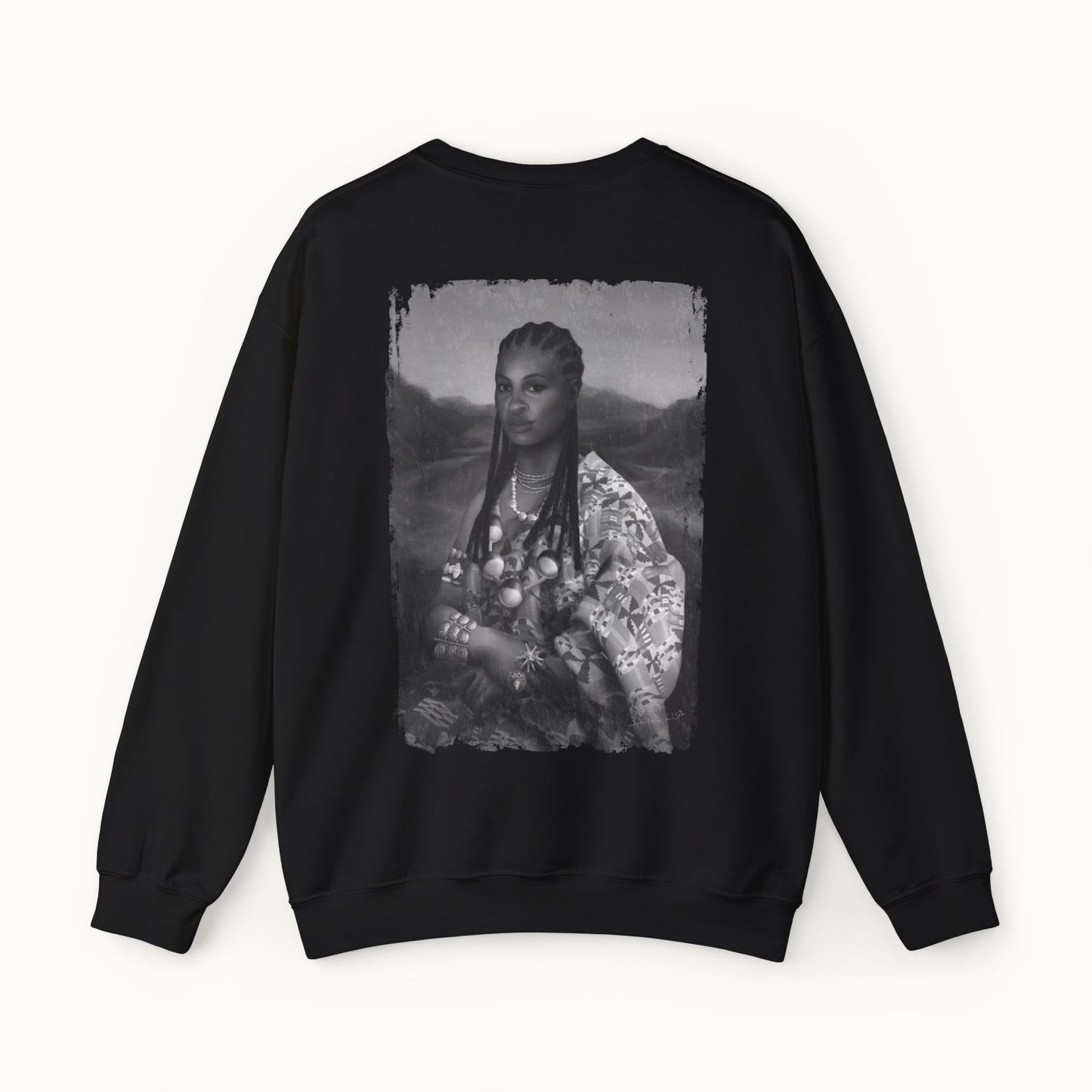 Mama Lisa Monochrome Heavy Blend™ Sweatshirt Back Print