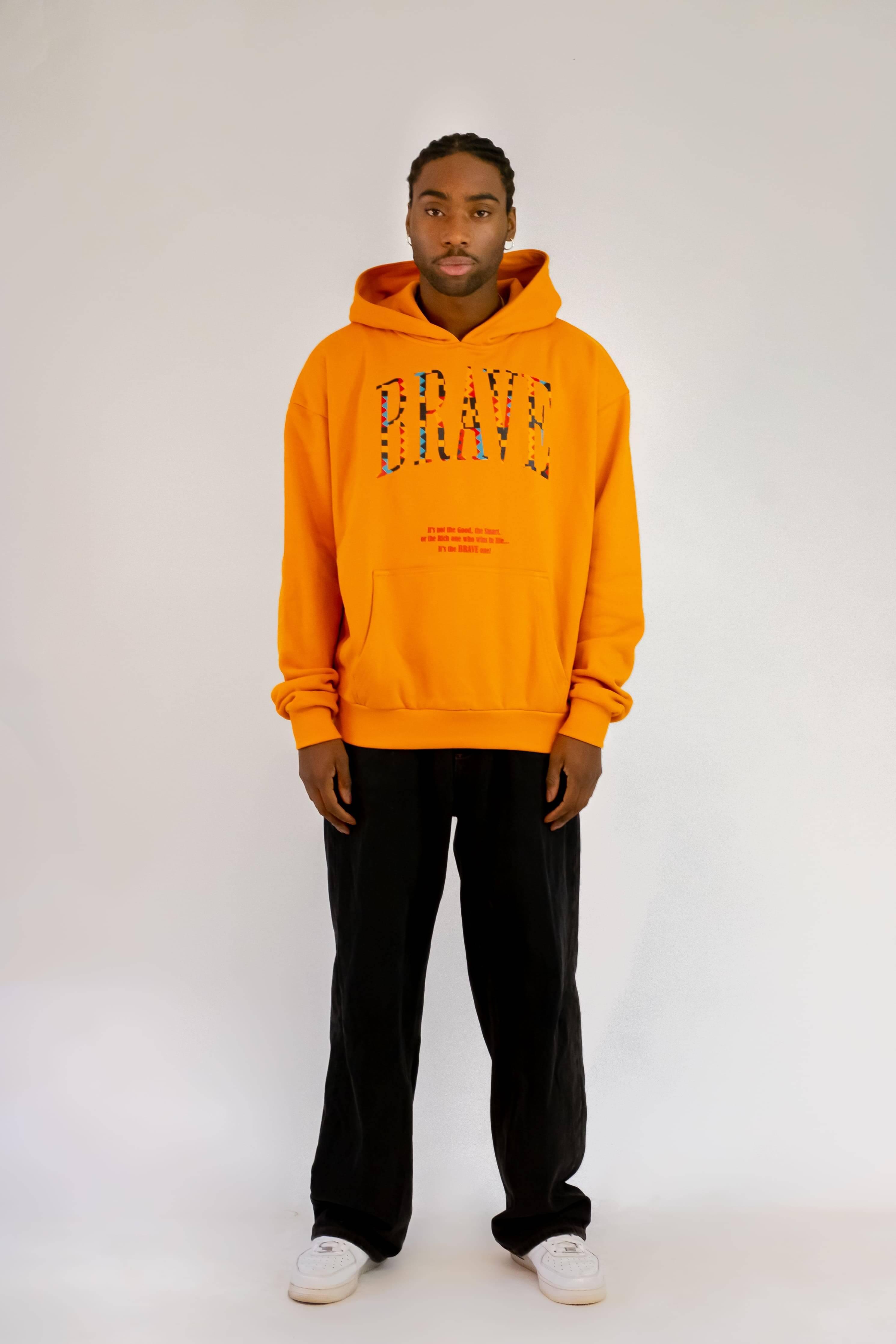 Brave Oversized Hoodie Men in Deep Orange – Urbeon