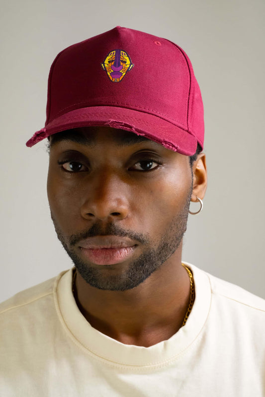 Sue Adinkra Cargo Cap Men in Burgundy