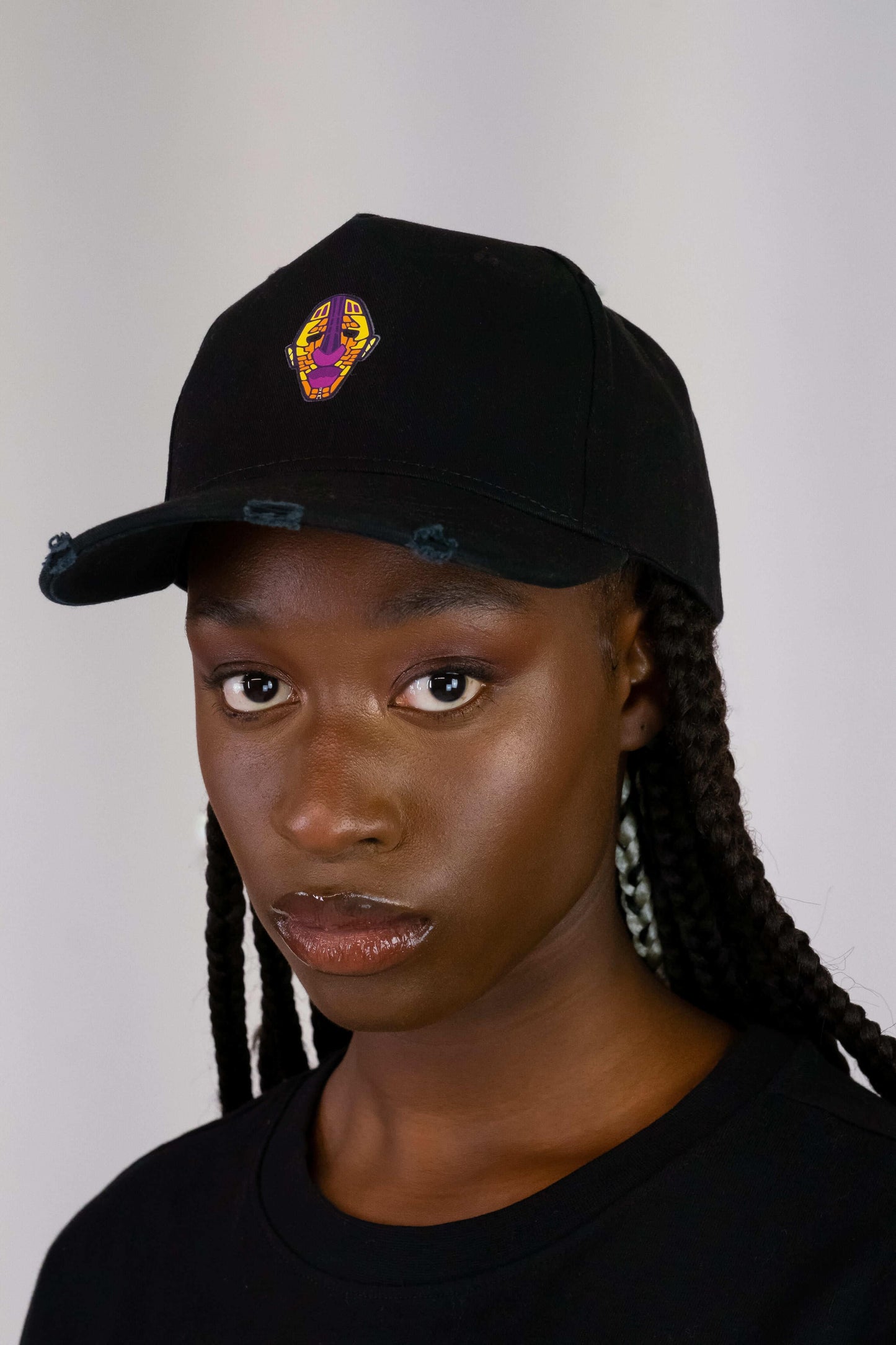Sue Adinkra Cargo Cap Damen in Schwarz