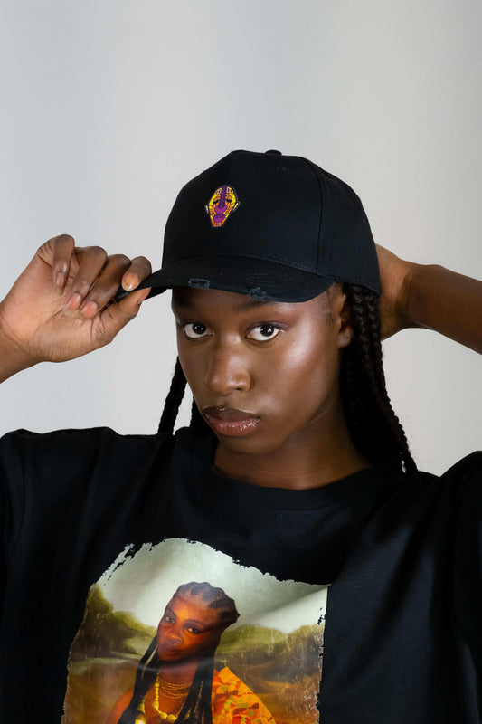 Sue Adinkra Cargo Cap Women in Black