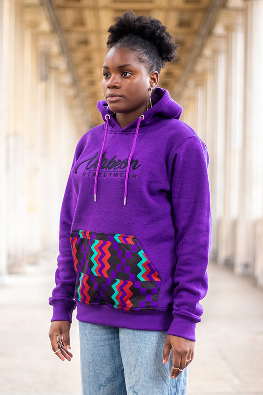 Women Kente Hoodie in Deep Purple