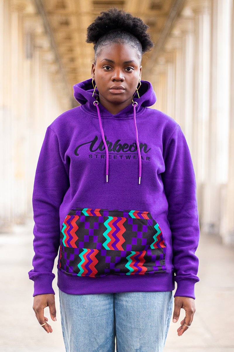 Women Kente Hoodie in Deep Purple – Urbeon