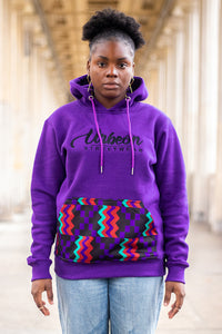 Women Kente Hoodie in Deep Purple